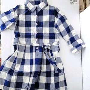 *Carter's Long Sleeve Blue Gingham Belted Dress.